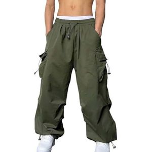 Heren Baggy Cargobroek, Parachutebroek, Casual Losse Joggingbroek, Trendy Harembroek, Hiphop Streetwear Met Zakken, S-3XL joggingbroek(Green,3XL)