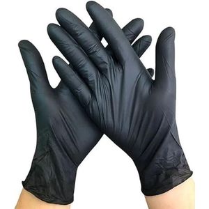 100/50/20 stuks zwarte nitril handschoenen, verdikt, wegwerpbaar, for het schoonmaken, haarverzorging, waterdicht, afwas, tatoeages(Black 20pcs,L)
