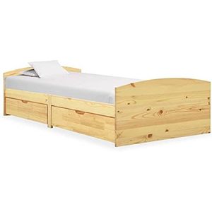 Prolenta Premium - Bedframe met 2 laden, massief grenenhout, 90 x 200 cm