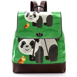 Groene Panda gepersonaliseerde casual dagrugzak tas voor tiener, Meerkleurig, 27x12.3x32cm, Rugzak Rugzakken