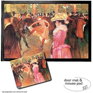 1art1 Henri De Toulouse-Lautrec, Dance In The Moulin Rouge, 1890 Deurmat (60x40 cm) + Muismat (23x19 cm) Cadeauset