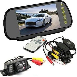 BW® 7 ""TFT LCD Key Touch Auto Achteruitkijkspiegel Monitor + Parking Waterdichte Nachtzicht Draadloze Backup Camera Systeem