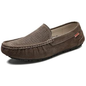 Heren Loafers Schoenleer Rijden Loafers Ademend Geperforeerd Antislip Comfortabel Lichtgewicht Prom Casual Slip-ons (Color : Deep Khaki, Size : 43 EU)