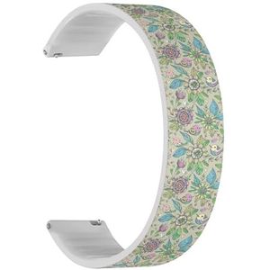 RYANUKA Solo Loop Band Compatibel met Amazfit GTR 2e / GTR 2 / GTR 3 Pro/GTR 3 / GTR 4 (Birds Flowers Cartoon) Quick-Release 22 mm rekbare siliconen band band accessoire, Siliconen, Geen edelsteen