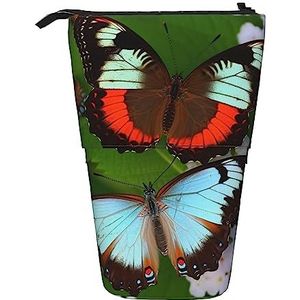 Leuke Vlinder Potlood Case Telescopische Make-up Tas Pop Up Office Organizer Box Staande Pen Houder Cosmetica Tas Met Ritssluiting, Zwart, Eén maat