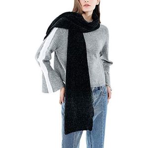 Womens Poncho Sjaal Winter effen kleur kleine manchetten reizen wild winddicht chenille sjaal om warm te blijven met jas Mode Winter Warm (Color : Black, Size : 200x37cm)
