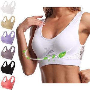 Breathable Cool Liftup Air Bra-bunne Air Bra for Women Plus Size, Stainless Breathable Cool Lift Up Bra Sport Yoga Wireless (3XL,White)