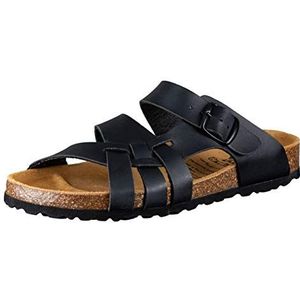 Lico Bioline Flora pantoletten voor dames, zwart compleet, 39 EU