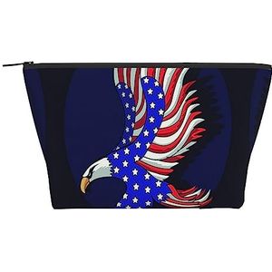 OPSREY Patriottic Eagle Print Make-uptas Cosmetische Tas Draagbare Waterdichte Rits Toilettas Voor Vrouwen Reizen, Zwart, One Size, Zwart, Eén maat