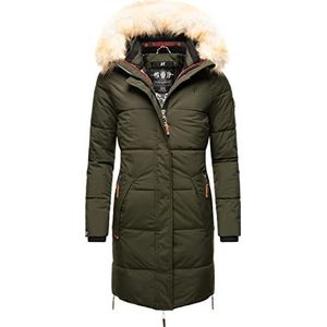 Navahoo Halina winterjas voor dames, gewatteerde mantel met afneembare kraag van imitatiebont, S - XXL