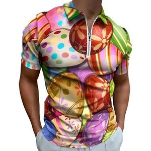 Paaseieren Lente Vakantie Half Zip-up Polo Shirts Voor Mannen Slim Fit Korte Mouw T-shirt Sneldrogende Golf Tops Tees 4XL