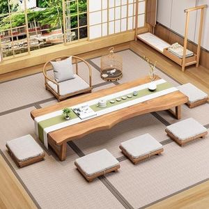 HRTLSS Japanse vloertafel, rechthoekige stijl tatami-tafel, laag altaartafel voor meditatie, zittend op de vloer, accentmeubilair, voor woonkamer, receptieruimtes, tatami