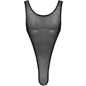Sexy Transparante Mesh Bodysuit Gay Mens See Through Sheer Turnpakje Mouwloze Jumpsuit Tank Wrestling Singlet Bodysuit Lingerie