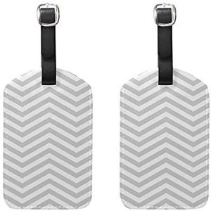 Bagage Labels,Grijs ANG Wit Chevron Zigzag Bagage Bag Tags Travel Tags Koffer Accessoires 2 Stuks Set