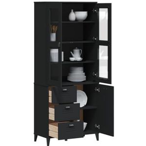 XGWKCNV Kasten & Opslag Highboard VIKEN Zwart 80x40x190 cm Massief Hout Grenen Buffetten & Dressoirs