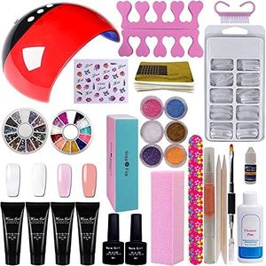 Poly Builder Gel UV Nagellak 4 Kleuren set met 36W UV/LED Nagellamp Nagelverlenging gel Nagelverlengset voor Nagelontwerp