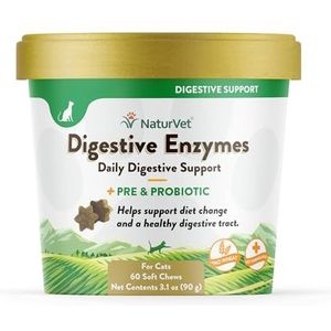 NaturVet Digestive Enzymes Plus Probiotics Soft Chew Cat 60 count
