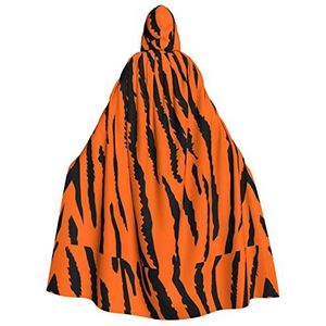 MQGMZ Oranje tijger luipaardprint uniseks mantel met capuchon, feest, carnaval, vampierkostuum, heksenkostuum, Halloween-decoratie