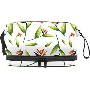 Grote capaciteit reizen cosmetische tas,Make-up tas,Waterdichte make-up tas Organizer, vogel van groen paradijs, Meerkleurig, 27x15x14 cm/10.6x5.9x5.5 in