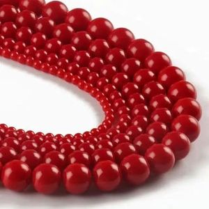 Natuursteen kralen stijl 45 saaie matte gepolijste agaat kwarts kralen voor sieraden maken doe-het-zelf armband minerale kralen-31glad rood koraal-8 mm 46 stuks