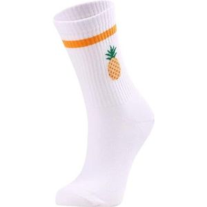 Colorcool Dames Sokken | Orange Striped Simple Pineapple Sokken | Katoen | 36-40 | Normale boord - Naadloos - Geen Padding