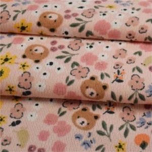 Geborduurde katoenen corduroy stof, Sweet Cute Flower Corduroy Fabric Autumn Winter Cotton-Padded Dress Trousers Sewing Tela(Color-01)