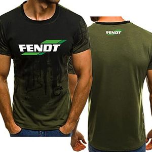 Mannen Gradiënt T-Shirt Voor FENDT Print Korte Mouwen Spier Casual Crewneck Tops Atletisch T-shirt Slim Fit-green||M