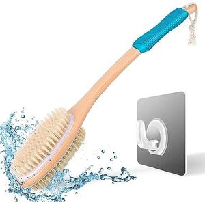 KIPRITII Ergonomisch Back Scrubber voor Douche - Dubbelzijdige Rugborstel Lange Handvat voor Douche, Natte & Droge Borstel voor Cellulite en Lymfatische (Blauw)
