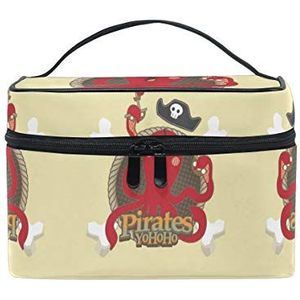 Schattige piraten cartoon octopus cosmetische tas organizer rits make-up tassen zakje toilettas voor meisjes vrouwen