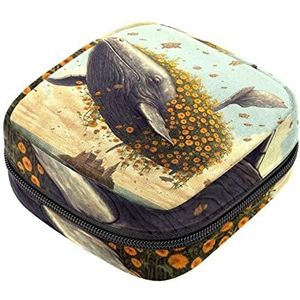 Zonnebloem Dolfijn Vlinder Maandverband Opbergtas Menstruatie Pad Tas Draagbare Menstruatie Cup Pouch met Rits voor Tiener Meisjes Vrouwen Dames