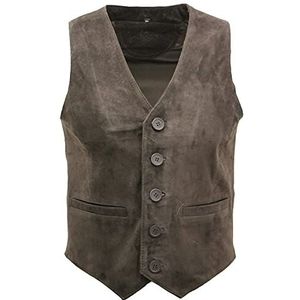 Mannen Smart Real Suede Leer Gilet Vest Biker Fashion Vest, BRON, XS