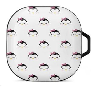 Pinguïn mooi meisje vlinderdas oordopjes hoesje compatibel met Samsung hard shell beschermhoes zwart-stijl