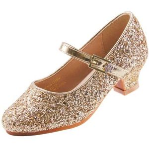 EIGHTKM Meisjes Hoge Hak Jurk Schoenen Mary Jane Prinses Bruiloft Pomp Schoenen EKM7015 Sprankelende Glitters Kristal Goud maat EU 36