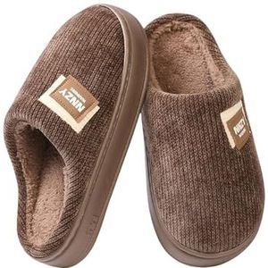 CYNEBXILG Pantoffels heren katoenen pantoffels voor herfst en winter indoor warme grote maat buitenkleding katoenen pantoffels-koffie-46 47