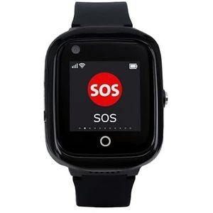LifeWatcher Max Zwart 4G Senioren Horloge - Personenalarmering - Smartwatch voor Ouderen - Met Videobellen, WiFi en GPS Tracker
