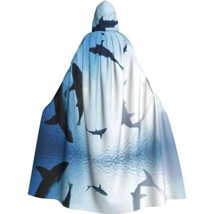 WURTON Halloween Kerstfeest Oceaan Dier Haai Print Volwassen Hooded Mantel Prachtige Unisex Cosplay Mantel