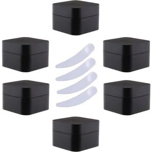 SDGBCXD, Pak van 6, 30 ml vierkante blauwe plastic zalfpotjes cosmetische potten met binnenvoering containers for lippenbalsem, lotion ，Cosmetische potten(Svart,50ml)