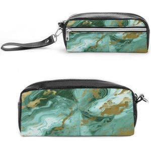 MNVTSKOP Groen Goud Marmeren Make-uptas Kleine Cosmetische Reistas Draagbare Briefpapier Organizer voor Vrouwen Leraar
