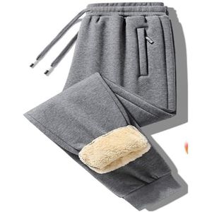 Heren Joggingbroeken Met Fleece Gevoerde Broeken Thermische Joggingbroeken Warme Pluche Broeken Winter Dik Trainingspak Loungebroeken Met Trekkoord(Gray,4XL)