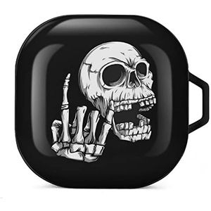 Rock 'N Roll Skull Oordopjes Hoesje Compatibel met Samsung Hard Shell Beschermhoes Zwart-Stijl