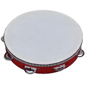 Percussie Bell Drum, Compact Formaat Houten Tamboerijn Lichtgewicht Geen Vervorming Aangenaam Geluid Multifunctioneel voor Dansvoorstellingen (7 inch rood)