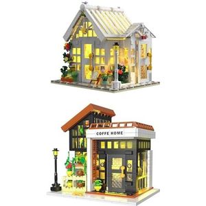 SPIRITS Flower House Building Kit & Lighting Coffee Shop Building Sets, Friends House Building Block Toy, Mini House Kit Display Decor, Cadeaus for tieners, volwassenen