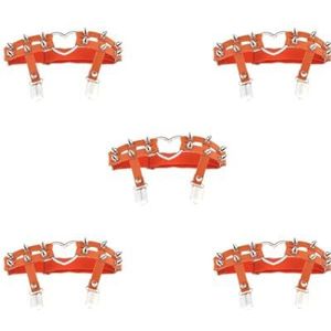 5 Set van 1x Vrouwen Lederen Dubbele Riem Hart Kousenband Elastische Klinknagel Stud Been Jarretelgordel, Oranje