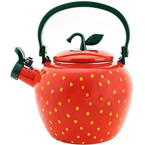 Emaille Fluitende Theepot Thee Waterkoker Teakettle Kookplaat, 2.0 Liter - Gourmet Art Aardbei Design