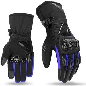 LSHIJI Motorhandschoenen Winter Motorhandschoenen Waterdichte Moto Warm Mannen Volledige Vinger Moto Handschoenen Touchscreen Guantes Motor Rijhandschoenen Motorhandschoenen (WN-01 Blauwe