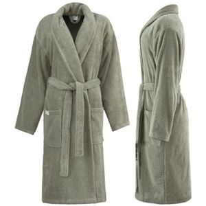 PandaHome Badjas voor dames en heren, van 100% katoen, ochtendjas, badstof, knuffelig, saunamantel, warm en behaaglijk, sneldrogend, zacht, absorberend, 400 g/m², groen, L
