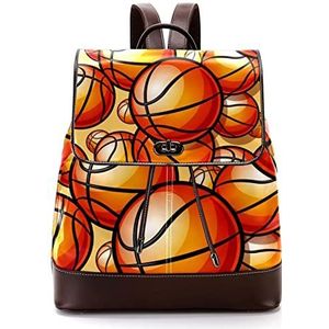 Sport basketbal patroon oranje gepersonaliseerde schooltassen boekentassen voor tiener, Meerkleurig, 27x12.3x32cm, Rugzak Rugzakken