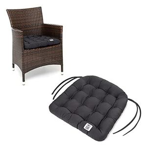 HAVE A SEAT Luxe zitkussen voor buiten, set van 4 zitkussens, tuinstoel (grijs, antraciet), zitkussen, rotan stoel, comfortabel, robuust, onderhoudsvriendelijk, wasbaar op 95 °C, geschikt voor de