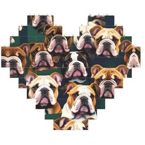 Leuke Engelse Bulldog legpuzzel - hartvormige bouwstenen puzzel-leuk en stressverlichtend puzzelspel