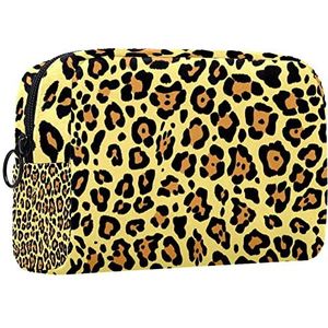 Cosmetische tas voor dames,kleine make-uptas voor portemonnee,gele luipaardprint,Cosmetische reistas,make-uptasje